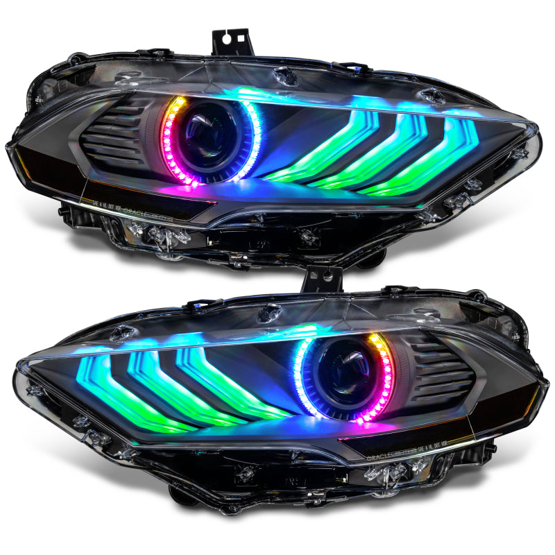 Oracle Lighting 18-23 Ford Mustang Dynamic ColorSHIFT LED Headlights - Black Series
